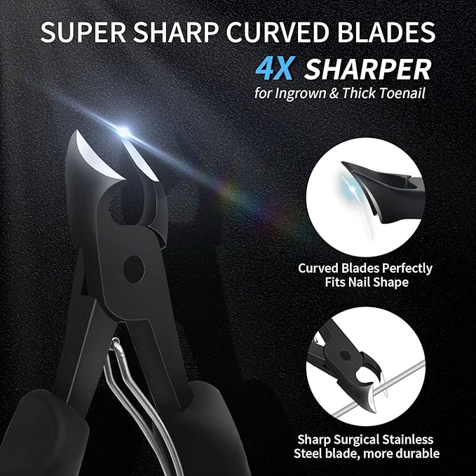 BLESWIN Podiatrist Toenail Clippers Professional, Super Sharp Toe Nail Clippers for Thick Toenail for Seniors or Ingrown Nail, Heavy Duty Toe Nail Nipper with Pedicure Knife