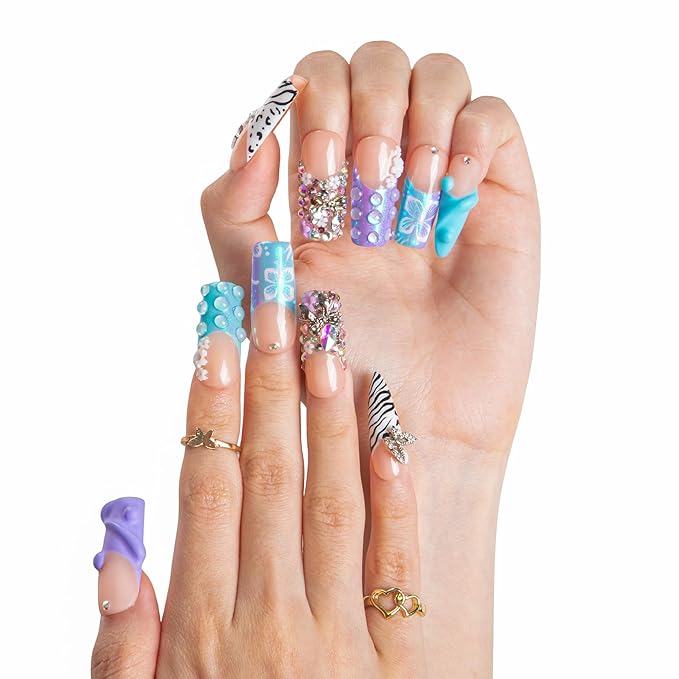 LOVFUL Short French Tip Press on Nails Chill Girl Instinct | Handmade Acrylic Press ons | Reusable Fake False Nails | Square Classic Regular 1.3in | H613-L