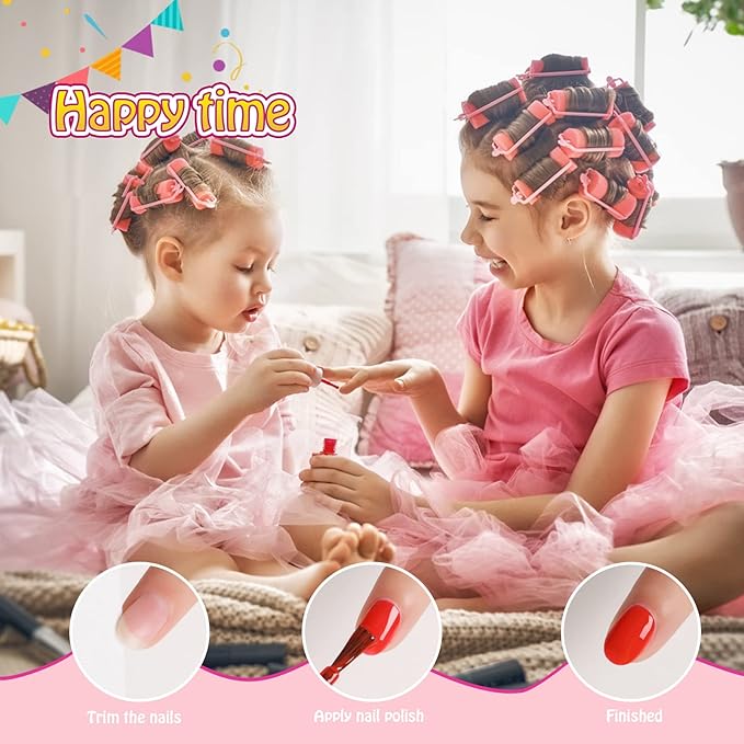 TOMICCA Kids Nail Polish Sets, 18 Pcs 100% Non Toxic Peel Off Water Based Safe Quick Dry Nail Polish Kit, Birthday Gifts Nail Paint Set for Girls with Nail Separator Stickers Kit (Ages 3+)