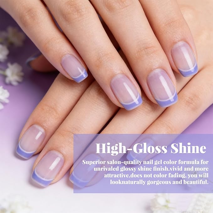 JR Purple Gel Nail Polish Set, 16ml Full Size Bottle 6 Colors Purple 9D Cateye Glitter Nail Gel Polish Gift Soak Off Led Nail Art Kit Salon DIY Colorful Bottle H Set