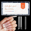 modelones Long Square Nail Tips, 2XXL Straight No C Curve Half Cover Soft Gel Tips Pre-shaped Acrylic Fake Nails False Clear Press on Extension Gel Kit Manicure DIY at Home 216PCS 12Sizes