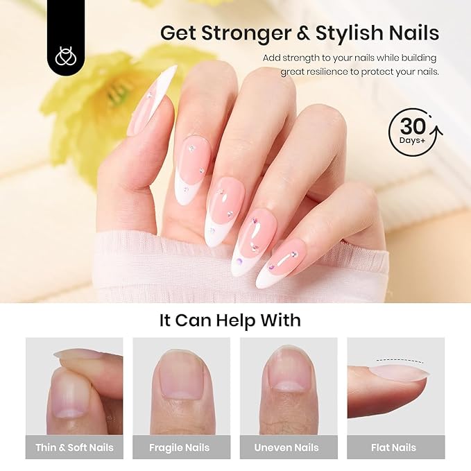 Beetles Builder Gel Low Heat,0.5 oz Clear Gel Builder for Natural Nails Building Apex & Strengthener Extension with Detachable Liner Nail Brush for Beginner DIY Salon at Home,UV&LED Lamp Needed
