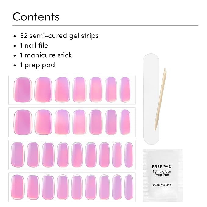 Dashing Diva Glaze Nail Strip Set - Juice Bar Barista - Long Lasting, Chip Resistant, Semi-Cured Gel Nails - 4-Piece Manicure Kit with 32 Strips