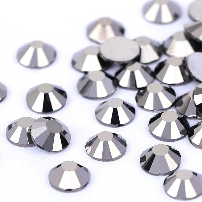 Novani Rhinestones Flatback Rhinestones Glass Gems Stones Jewels Round Gemstones Non-Hotfix Crystal for Crafts,SS20,1440 Pieces,Hematite Black