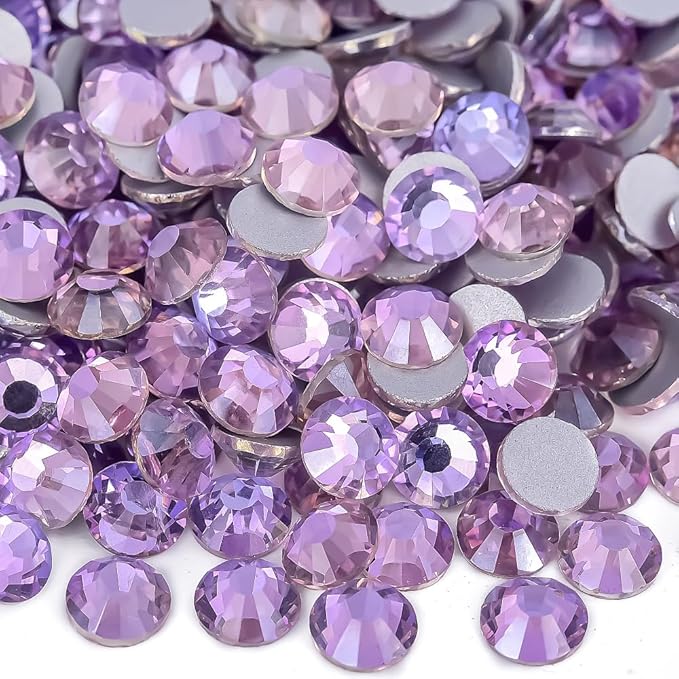 Blinginbox 1440 Pieces SS20/4.6-4.8mm Flat Back Crystal Rhinestones Round Gems for Nail Art,Air Violet