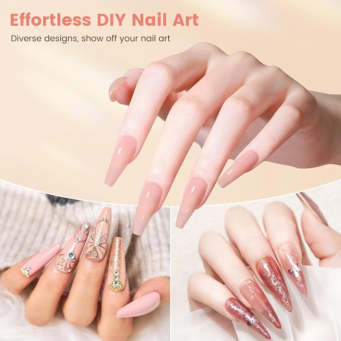 Nail Kit for Beginners with Everything: Practice Nail Hand Acrylic Set Professional Powder Liquid Starter Kits with Drill U/V Lamp in Cosmetic Gift Bag for Salon Home (Pink)