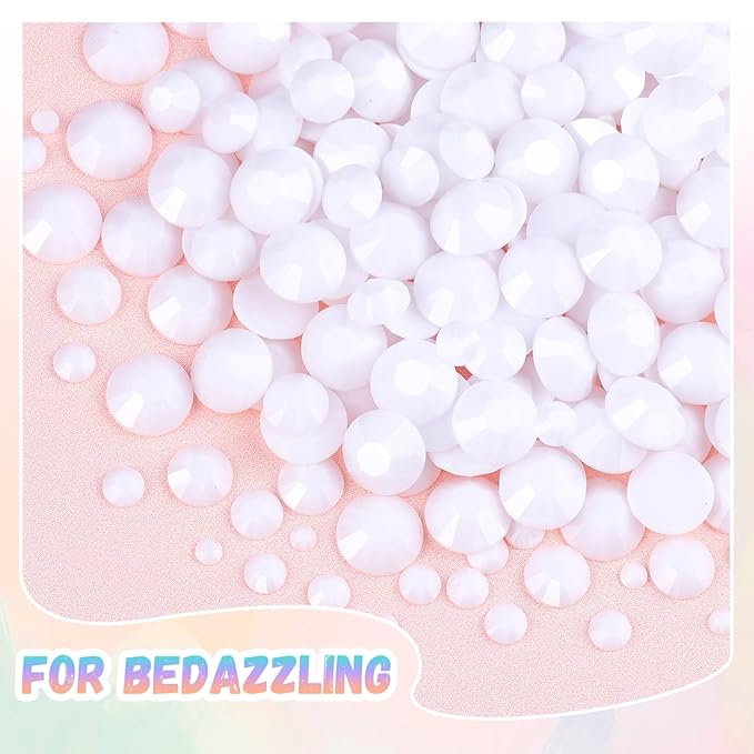 30000Pcs Resin White Rhinestones for Bedazzling Crafting with b7000 Jewelry Glue, Bulk Flatback Gems Bedazzler Kit for Crafts Clothes Shoes Fabric Nail Diamond Art, Assorted Size 2/3/4/5/6mm