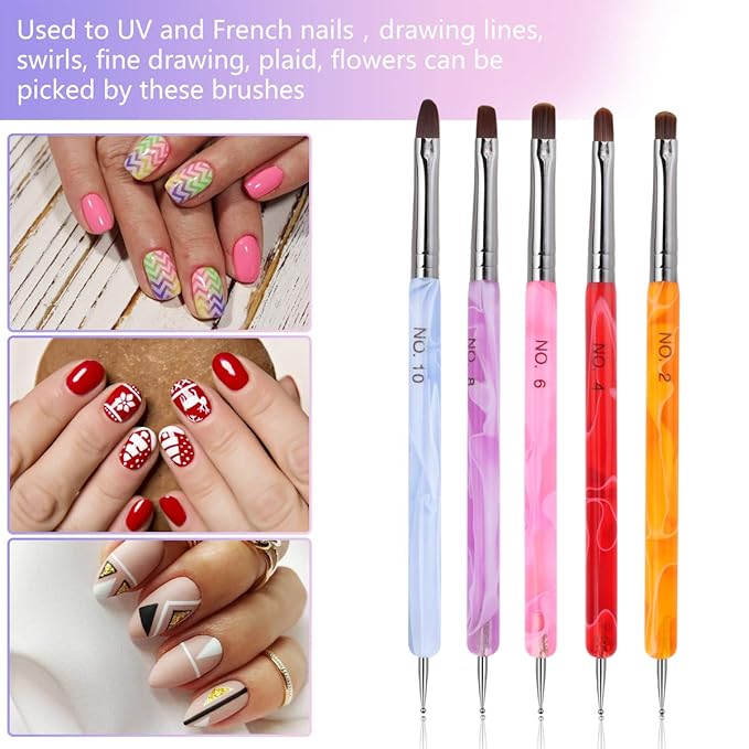 9Pcs Nail Art Brushes Dappen Dish Set for Monomer Acrylic Nail Liquid Powder: 2 Dappen Dish for Acrylics Nails with Lid & 2 Glass Nails Cup Crystal Monomer Dishs & 5 Acrylic Nail Brush