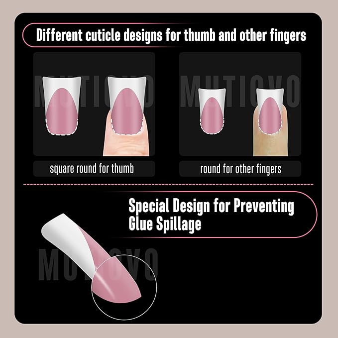 White French Tip Short Duck Nail Tips Press on, BERRY PINK Extra Thick Pre-designed Soft Gel Nail Extension, Need Builder gel & Top, Coat Full Cover False Nails for DIY x 12 Sizes 240 pcs