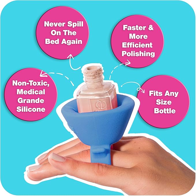 tweexy Wearable Nail Polish Holder Ring - Ideal Gift for Teenage Girls - Nail Polish Holder Stand for Manicure & Pedicure, Fingernail Painting - Nail Polish Accessories (Beach Glass Blue)