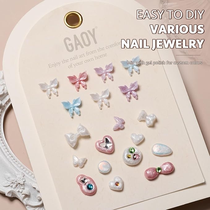 GAOY Pearl 3D Sculpting Gel for Nail Art, 15g Solid Nail Gel Non-Sticky Hard for Carving Molding and Building, Pearlescent White