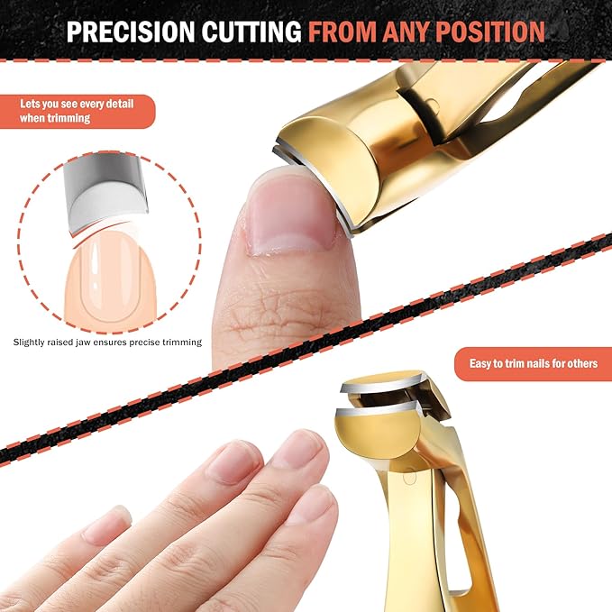 BEZOX Toe Nail Clippers for Seniors Long Handle - Toenails Clipper for Thick Nails, Fingernail Clipper for Men and Women - Golden