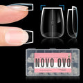 NOVO OVO Short Coffin Thick Natural Nail Tips Press on, No C Curve Ballerina Soak Off Soft Gel Fake Nail Extension, Full Cover False Nails for Acrylic French, Salon DIY x 15 Sizes 510 pcs