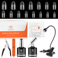 modelones X Nail Gel Kit Almond, 510Pcs Nail Tips & LED Lamp Gooseneck and Clamp, 10-in-One Glue Prep Dehydrator, 15Size Medium Almond Press on Tip Adjustable U/V Light Easy Extension DIY Women Gift