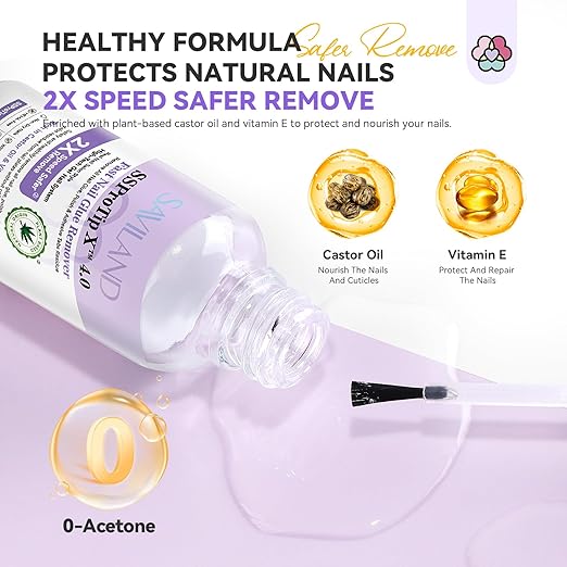 SAVILAND Fast Nail Glue Remover Kit: Press On Nail Remover 4 Pcs Cuticle Tools Easy Removal of Nails Glue and Acrylic Nails Tips 30 ml Debonder Serum and Cuticle Oil Pen Nail Prep Kit