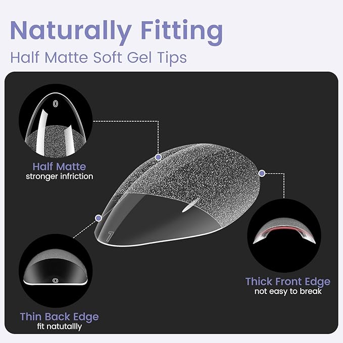 Medium Almond Nail Tips: 240PCS Soft Gel Clear Almond Pre-Shaped Nails Tips with Nail Stand, 12 Sizes Full Cover Fake Press on Nails for Acrylic Nail Tip Home DIY Salon Nails