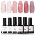 modelones Jelly Gel Nail Polish, 6 Colors Nude Gel Polish Milky White Pink Red Neutral Nail Art Design Translucent Kits Soak Off LED Nail Lamp Manicure Salon DIY Girls Women Gift