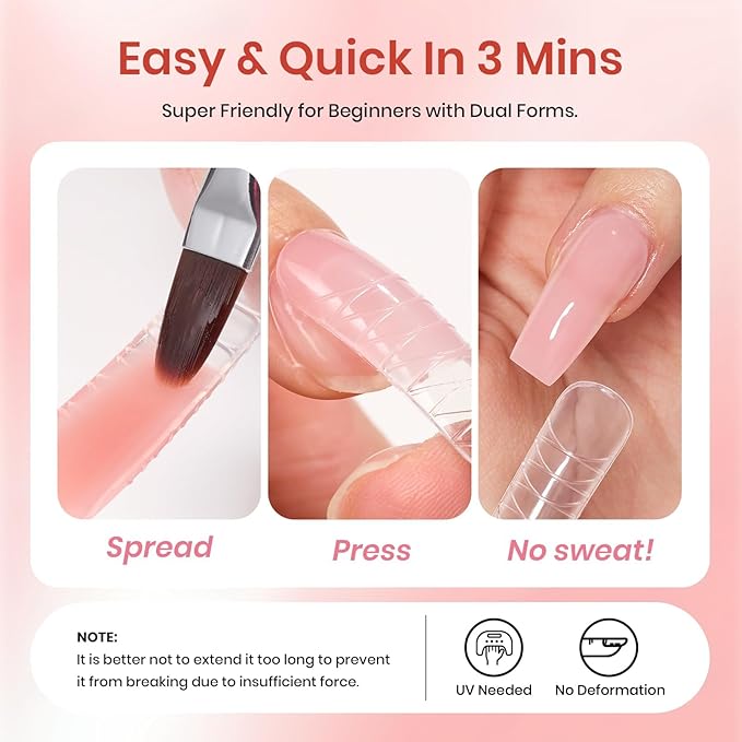 Beetles Poly Nail Gel 30g 6 Colors Murmur Gauze Builder Nail Extension Enhancement Gel for Beginner & Professional Long-Lasting and Easy to Use Supplies Gift for Women Girls