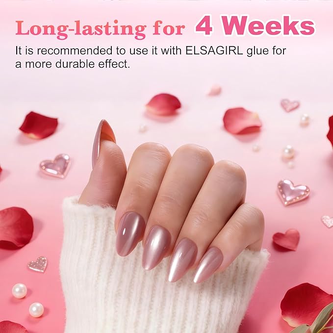 160Pcs Cat Eye Press on Nails Short Almond, 5 Colors Red Pink Magnetic Fake Nails, Salon Quality Soft Gel Glue on Nails with 16 Sizes, Shimmer Velvet Full Cover False Nails Kit for Women