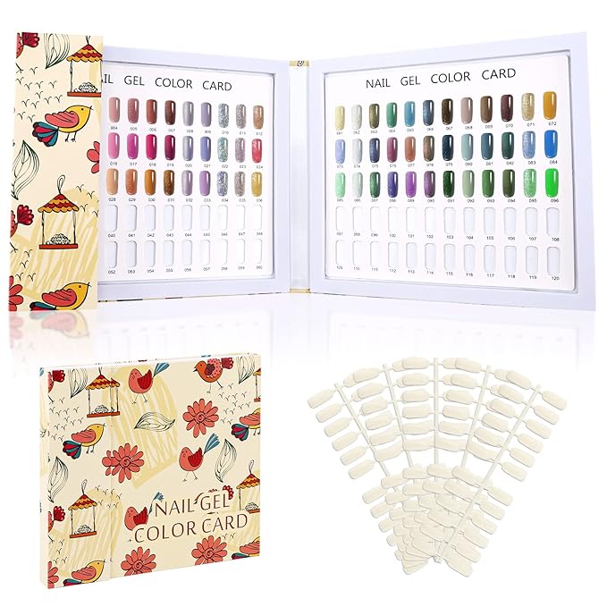 Segbeauty 120 Nail Colors Display Book, Nail Polish Organizer Cardboard with 120 False Nails Tips, Professional Salon Nails Gel Polish DIY Color Chart Card Swatches Stick Supplies Showcase Tool