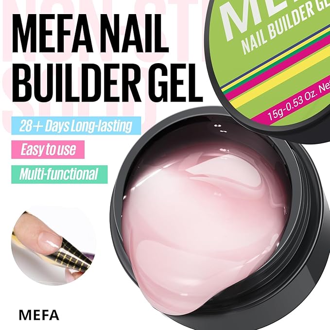 MEFA Builder Gel for Nails, Milky Rose, UV Gel for Nail Extension and Sculpting, Strengthening Nail Art Manicure UV Builder for Nail Salons, 15g