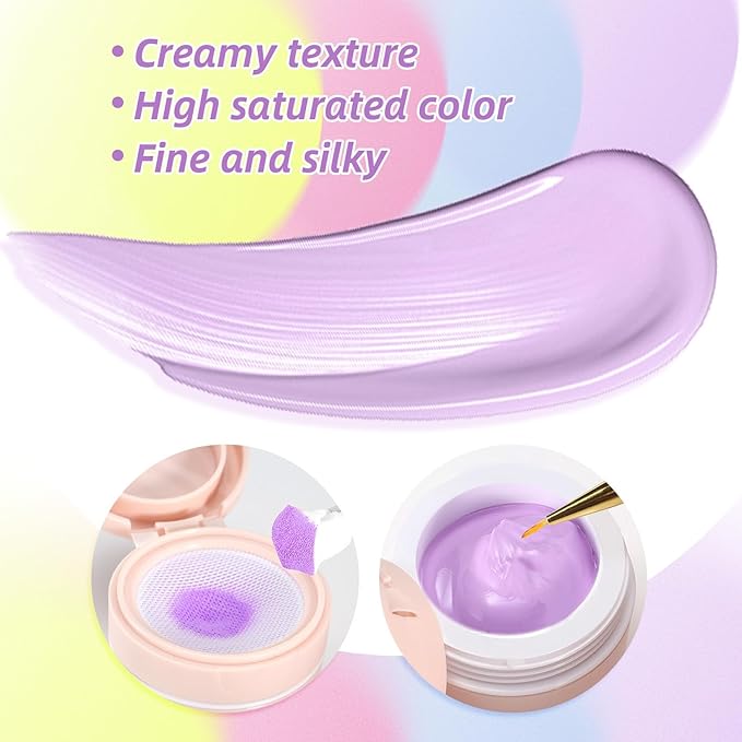 Cushion Gradient Painting Gel, Ombre Nails Aura Nails Full Coverage Precise Control of Each Dip 100pcs Spong & Tweezers Matte Effect Non-Wipe Long Lasting Soak Off UV LED(v)