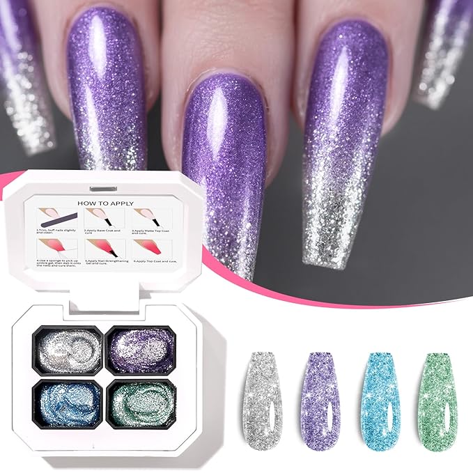 4 Colors Set Ombre Gel Nail Polish,Patting Pat Painting Gradient Blooming Gel with 20Pcs Nail Sponges for Nail Art DIY can be Painted in Salon or Home Use (k2)