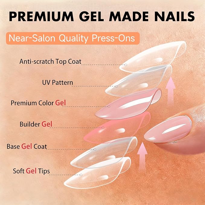 Chrome Nude Pink Press on Nails Short Almond, Glazed Cute Fake Nails with Sparkle Mirror Design, Shiny Glitter Glue on Nails Stiletto, Gel Nail Press ons with Glue for Fingernail 30 Pcs