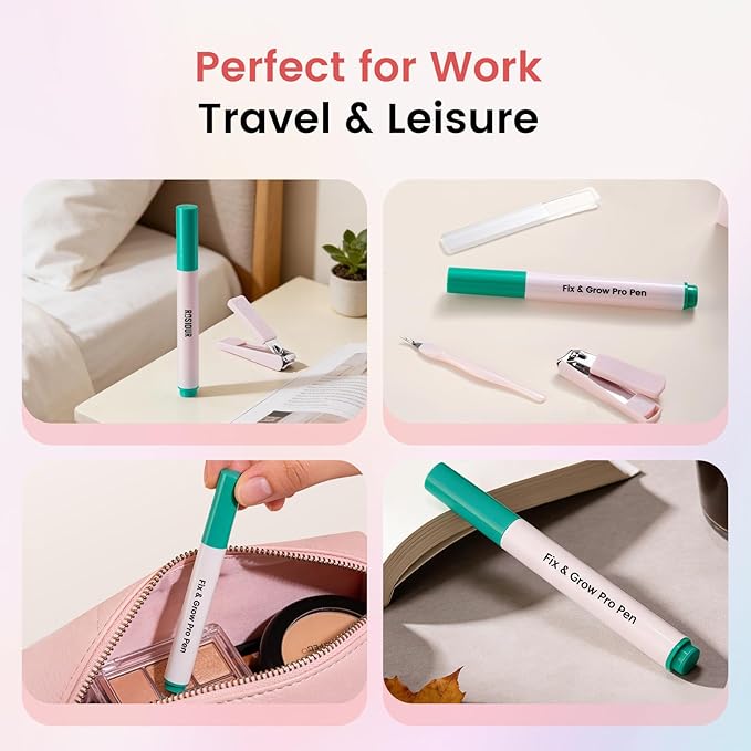 Ceramic Cuticle Oil Pusher Pen - Cuticle Remover Kit for Nails, Nail Care Tool with Nail Clipper Nail Buffer for Hangnails, Dry & Damaged Nails, Moisturize Strengthen Brighten