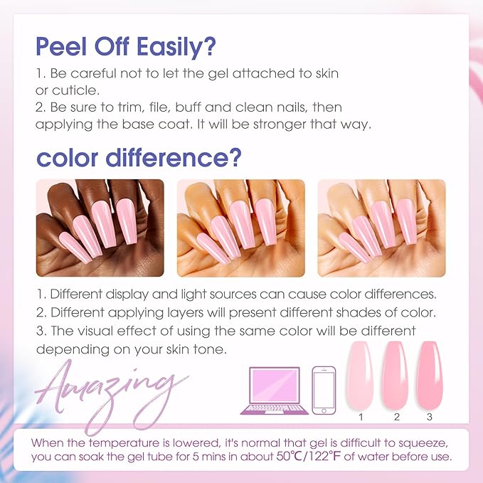 ROSALIND Poly Nail Gel Kit -24 Colors + Pink Glitter with Accessories Clear Nude Poly Nails Gel Starter Kit with Mini UV Lamp Slip Solution Base Top Coat Nude Pink Extensions Set