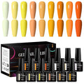 MEET ACROSS 12pcs Gel Nail Polish Set,Soak Off UV LED Lamp Gel Nail Polish Kit,Fashion Shimmer Nail Art Design Gifts for Women Manicure Salon (Yellow)