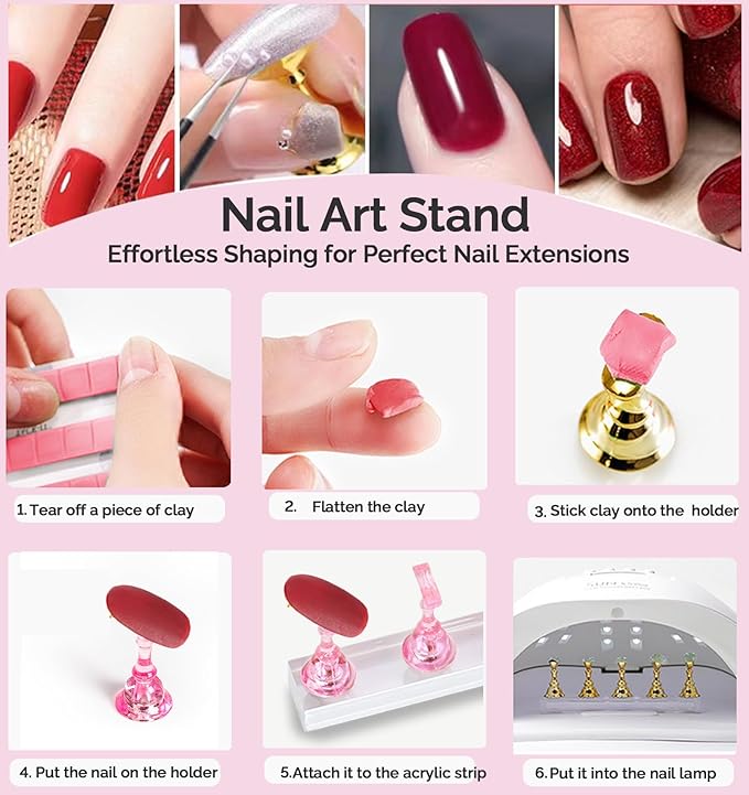 Nail Design Tools, Nail Art Tools, Nail Art Brush, Nail Stand for Press On Nails,Dual Tipped Nail Dotting Tool and Sculpture Pen, Nail Tools for Home DIY Beginner Salon Supplies