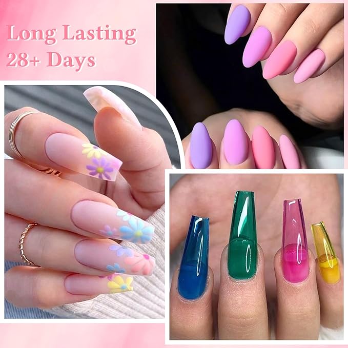 MEET ACROSS 18Pcs Nude Rubber Base Gel for Nails Pink Purple 2 IN 1Rubber Base Gel Set Manicure Gift