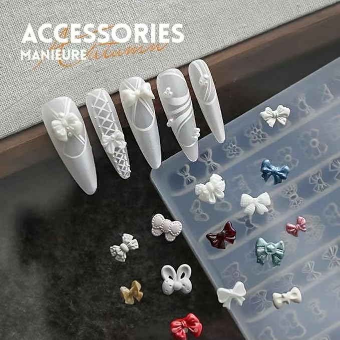 1 Pcs Bow Silicone Nail Art Molds for Women Resin Nail Design