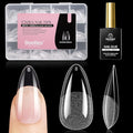 Beetles Gel Nail Kit Etch-X, Almond Medium, 288pcs 12 Sizes Nail tips, with 10ml Hema-Free Nail Glue Gel, for Acrylic and Clear Press On Nail, Pre-Etched Half Matte Extension Set for Home DIY
