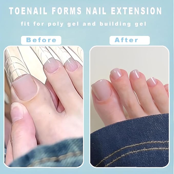Toe Dual Nail Forms for Poly Gel & Builder Gel Toenail Extension - 150Pcs Reusable Full Cover Oval Toenails Molds, 15 Sizes Nail Art Design Molds for Salon & Home DIY Pedicure