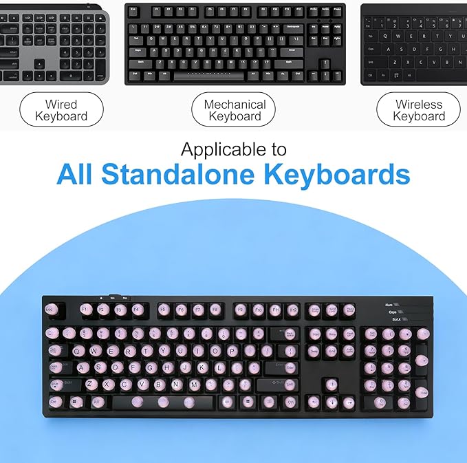 128pcs Raised Keyboard Stickers for Long Nails, Bling Keyboard Bubbles for Women with Letters, Soft Silicone Nail Art Typing Keycaps for Desktops (Pink, 128pcs)