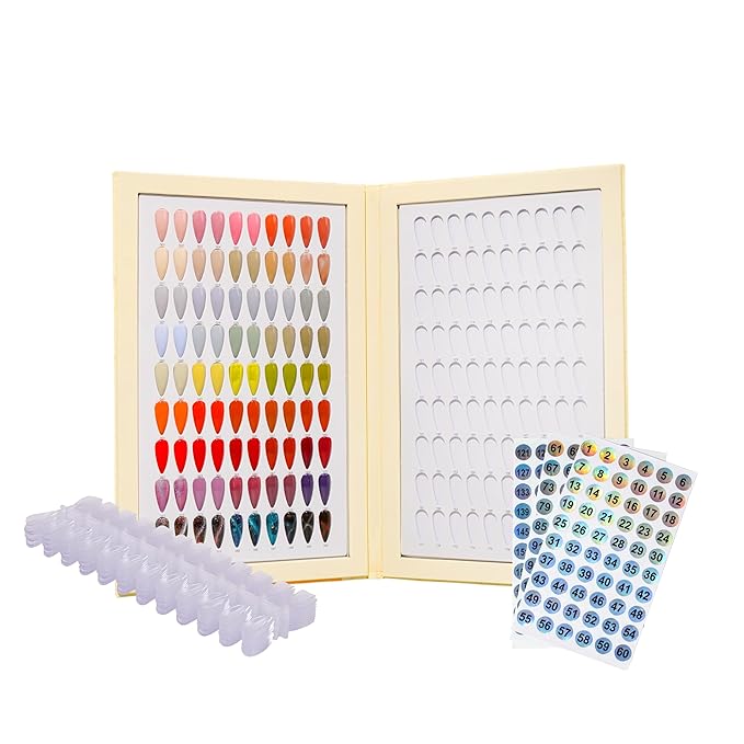 Acycoin2A 180 Nail Color Display Book Chart with 240 Nail Tips (B Style)