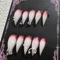 Halloween Press Claw on Nails Long Short Medium Curved Stiletto Handmade Gothic Design Horror Vampire False Nails Dragon Cat Claw Press on Nails Glossy Glue on Nail Thick Acrylic False Nails