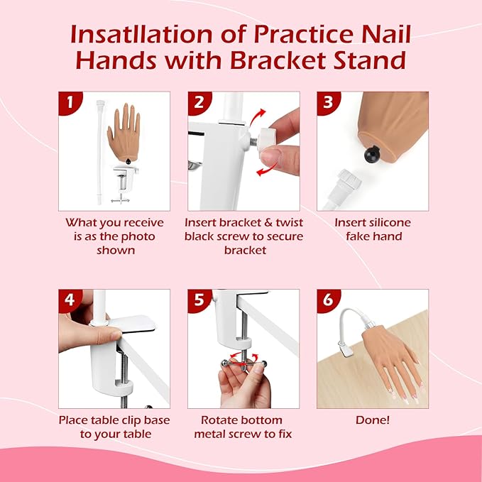 LIONVISON Practice Hand for Acrylic Nails, Realistic Silicone Nail Hand Practice, Flexible Fake Nail Mannequin Training Hand for Nail Practice, Acrylic Nail Art Practice Tool (with Visible Joints)
