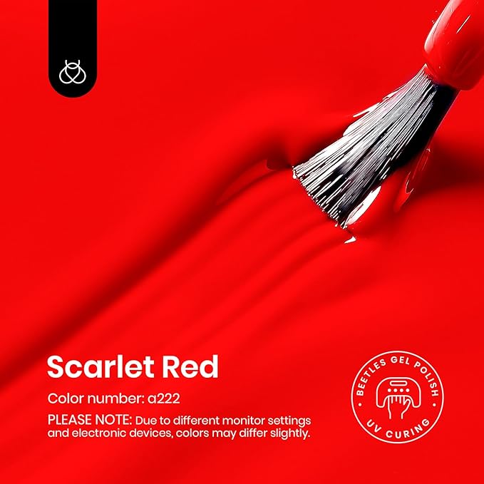 Beetles Red Gel Nail Polish Set 3Pcs 15ml – Cherry Red Soak Off UV/LED Gel, Long-Lasting High Gloss & Holiday Nail Colors, Salon Quality DIY Nails at Home