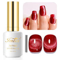Imtiti Cat Eye Gel Nail Polish, 15ml Blood Red Crystal Glitter Cat Eye Magnetic Gel Nail Polish With Magnet, Holographic Galaxy Sparkly Soak Off UV Led Manicure Nail Salon Kit