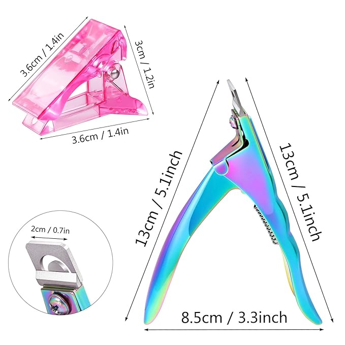 6 Pcs Poly Gel Quick Building Nail Tips Clip Pink Transparent Finger Extension UV LED Builder Nail Tips Clips with 1 Pc Acrylic Nail Tips Clipper Trimmer Cutter for Quick Building Manicure