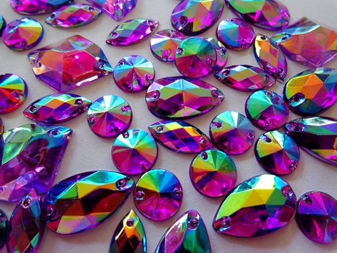 300pcs Mixed Shape Size deep Blue Crystal sew on Rhinestones Acryl Loose Beads Hand Sewing Strass