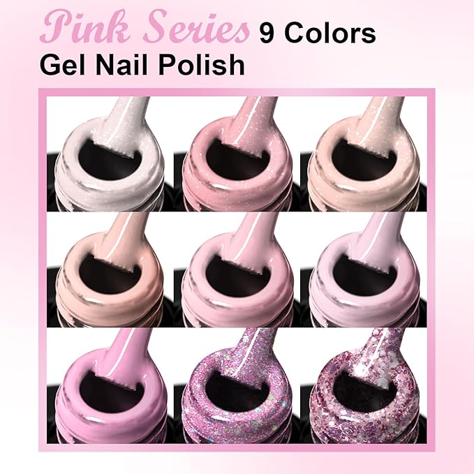 MEET ACROSS 9 Colors Gel Nail Polish + 3PCS Function Gel Nail Polish Kit,Fashion Nail Art Set Design Gifts for Women Manicure Salon (SET3, 12pcs)