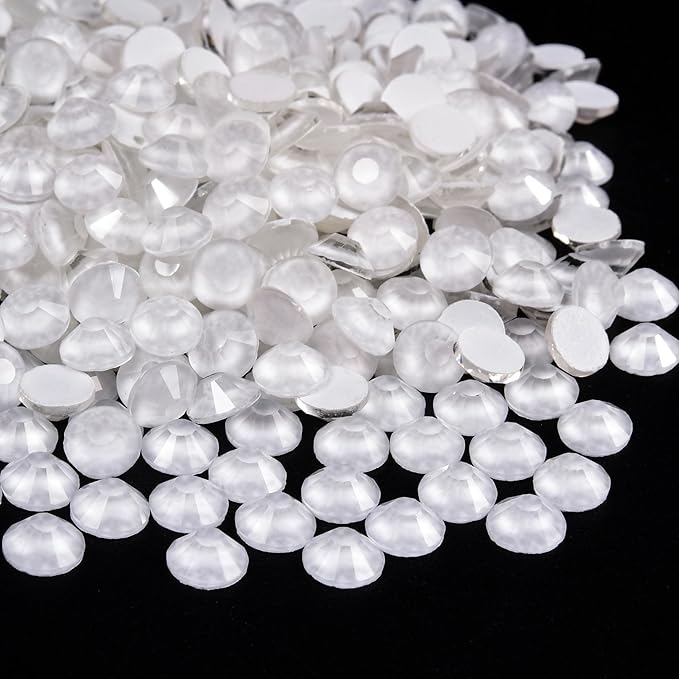 Blinginbox Flatback Rhinestones Round Gems, 1440pcs Luminous Series Glass Stones Neon Gems Non Hotfix Crystal Rhinestones for Nail Charms Crafts Clothes Tumblers,White Neon,SS20.