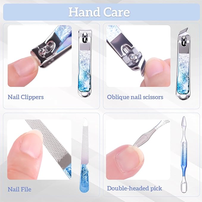 Nail Clippers Set 7 in 1 Stainless Steel, Professional Manicure Pedicure Kit Scissors Set with Luxurious Travel Case- Portable Travel Nail Grooming Kit Gift for Women