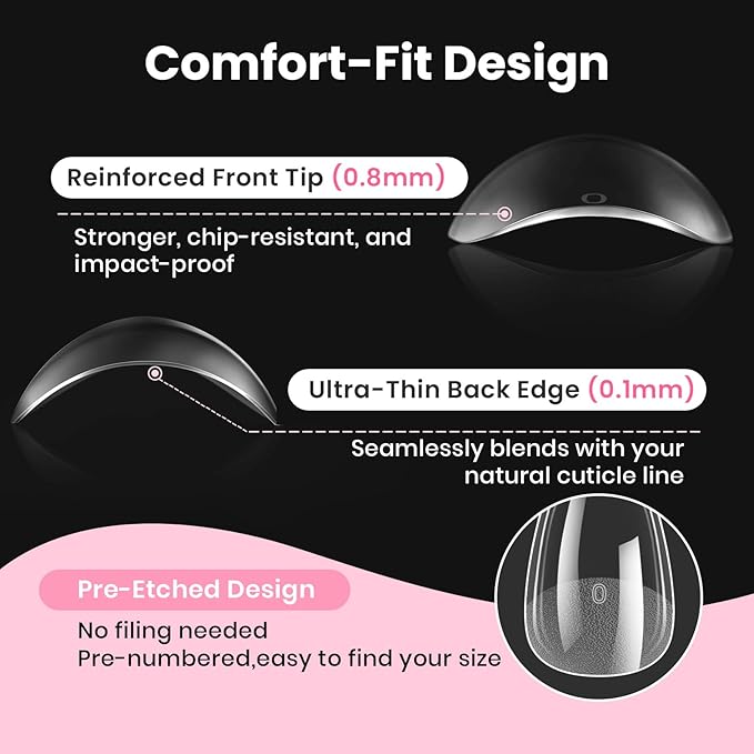 Beetles Gel Nail Kit Flat-X, Almond Short, 320pcs 16 Sizes Nail tips, with 15g Nail Glue Gel Hands-Free, 7.5ml Base Gel & Top Coat, Mini Lamp, for Acrylic Press On Nail, Extension DIY Set at Home