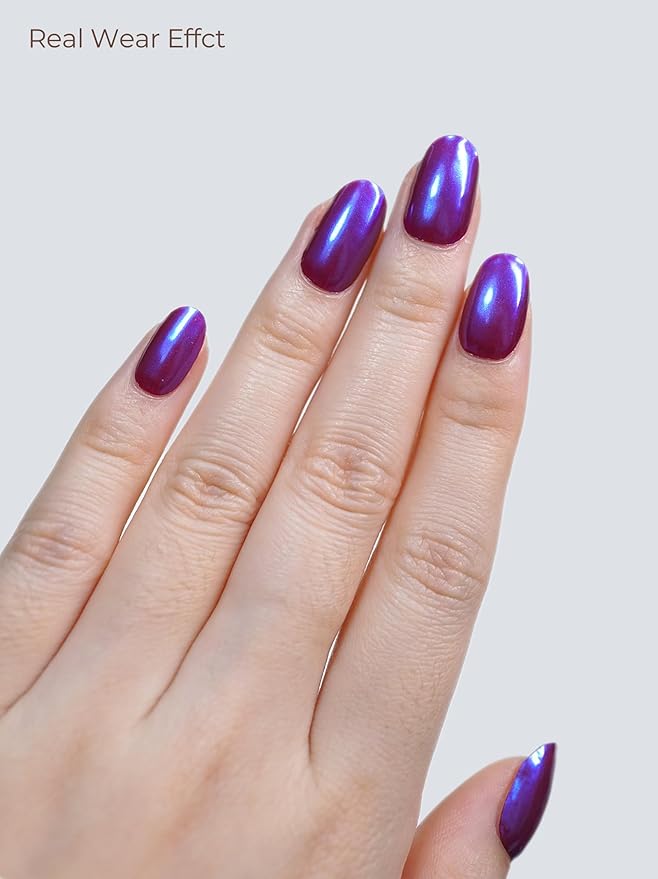 Semi Cured Gel Nail Strips - UV Light Gel Nail Stickers - 20 Long Lasting Salon Quality Wraps (Galactic Glow Purple)