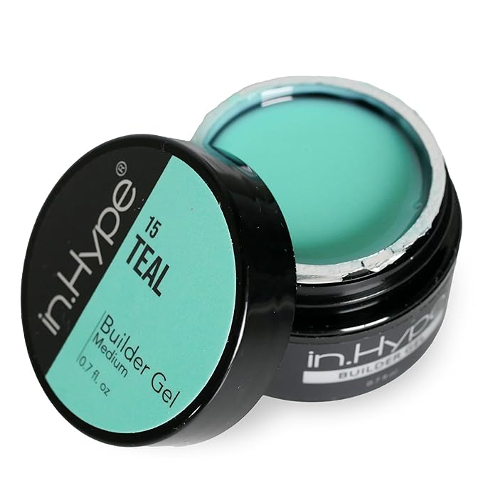 IN.HYPE UV/LED Professional Hard/Builder Gel for Nail Extension/Strengthening/Overlays File Off Green Mint Teal #15